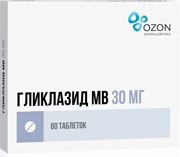 Гликлазид МВ, таблетки с модифицированным высвобождением 30мг, 60 шт