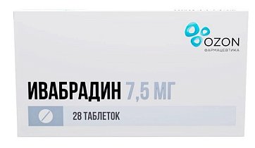 Ивабрадин, таблетки покрытые пленочной оболочкой 7,5мг, 28 шт